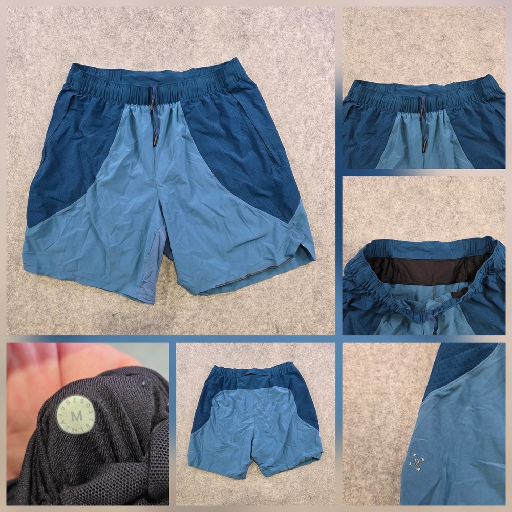 Lululemon Switch Up Running Shorts Mens Medium Blue‎ 6 Inseam Colorblock Pockets